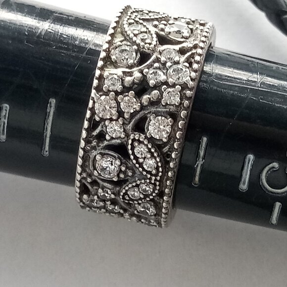 Authentic Pandora Ring Shimmering Leaves Sterling Silver 190965CZ - Picture 2 of 7